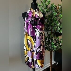 Taylor 100% Silk High-Neck Purple Floral Shift
Dress | Size 4